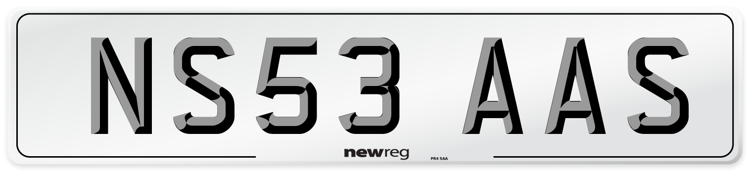 NS53 AAS Number Plate from New Reg